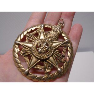 Masonic Medal Pendant Star Castle Tower Fleur de Lis 2.5 inches Across VTG 1970s